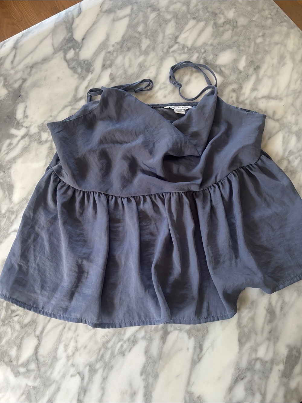 American Eagle Outfitters Slate Blue Spaghetti Strap Peplum Cami